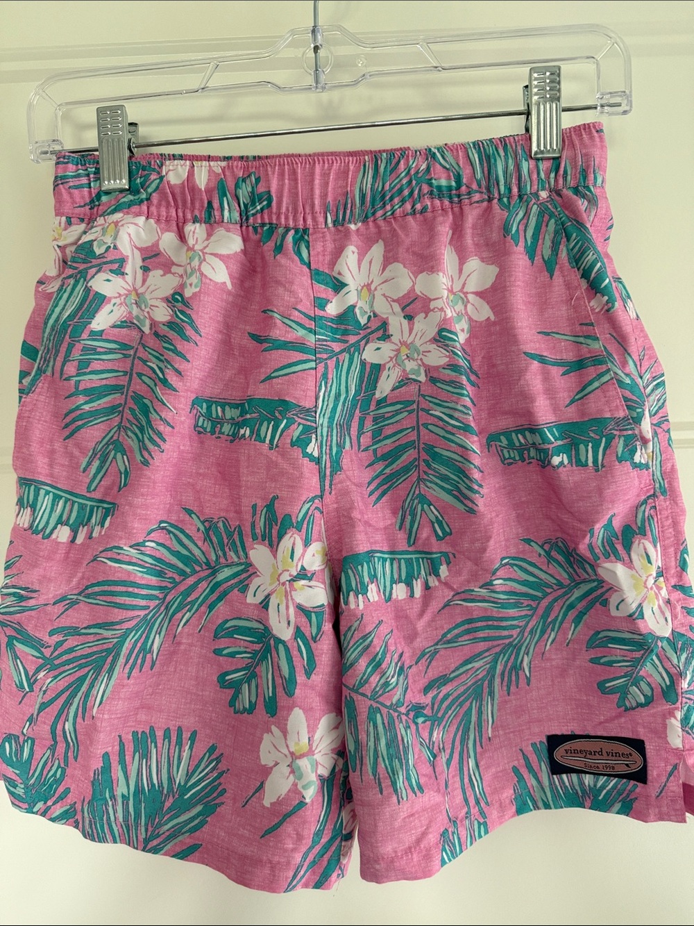 Vineyard Vines Pink Floral Palm Swim Shorts